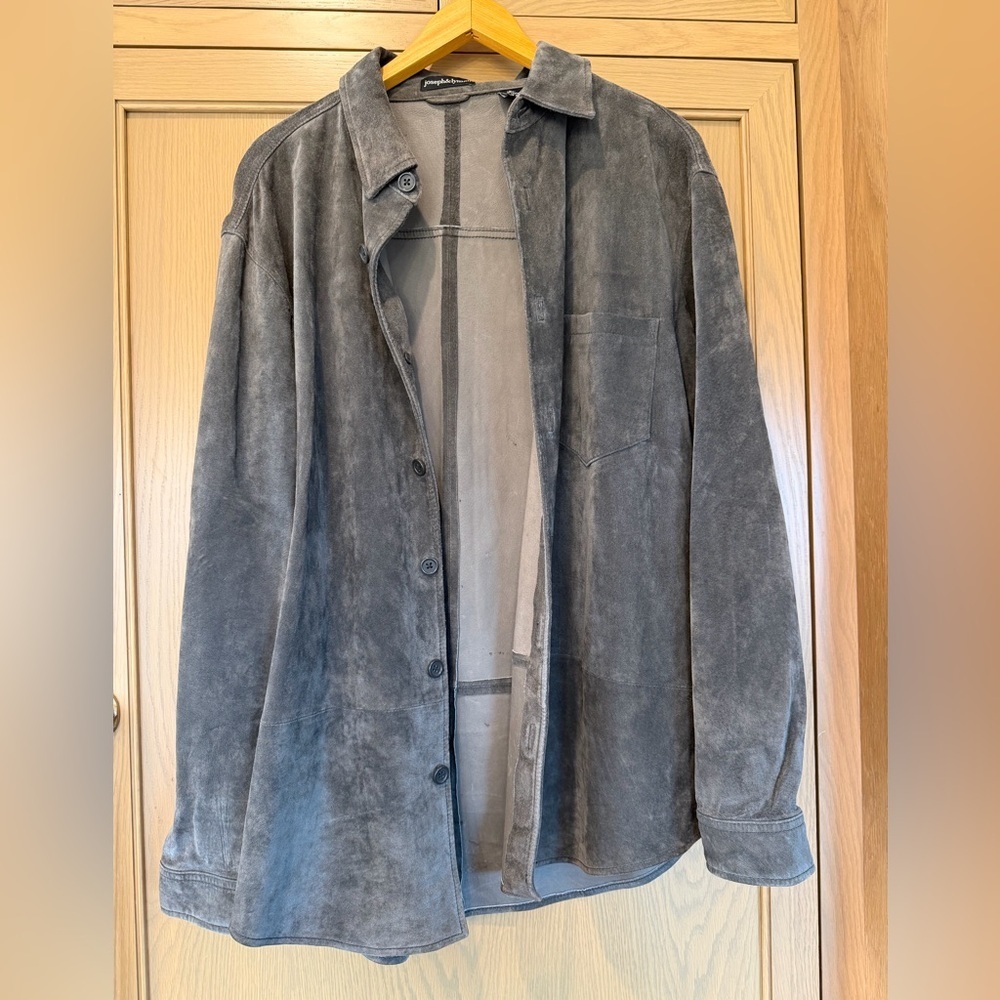 Vintage  Joseph&Lyman Suede Leather Shirt Unlined Gray/Olive / Large